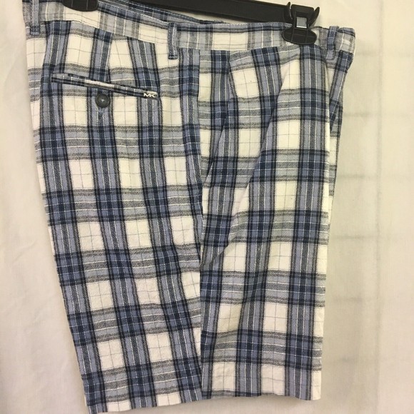 Michael Michael Kors Mens Size 36 Flat Front Cotton and Linen Shorts Pla… - Picture 5 of 6